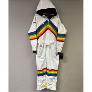 Tipsy Elves Mens Rainbow Snowsuit Sunrise Shredder Ski suit Sz Med NWT MSRP $289